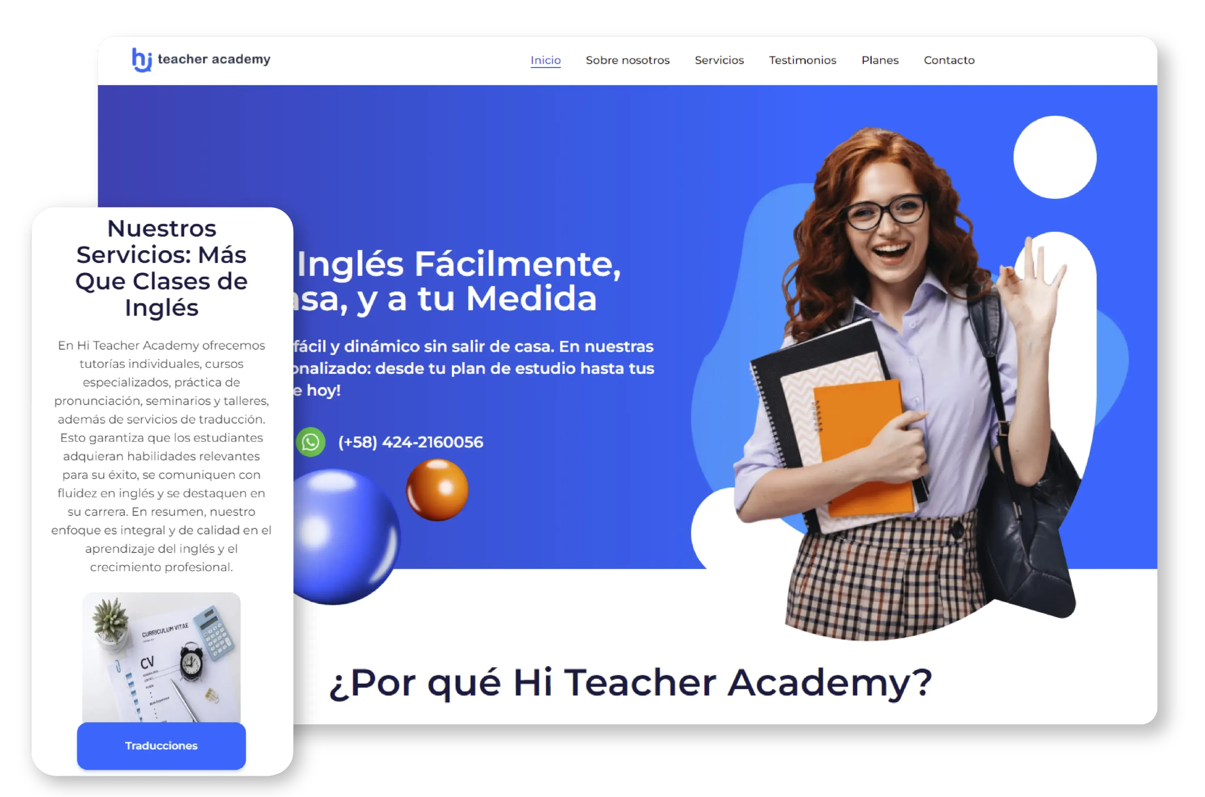 image in version web and mobile of hi teacher academy website