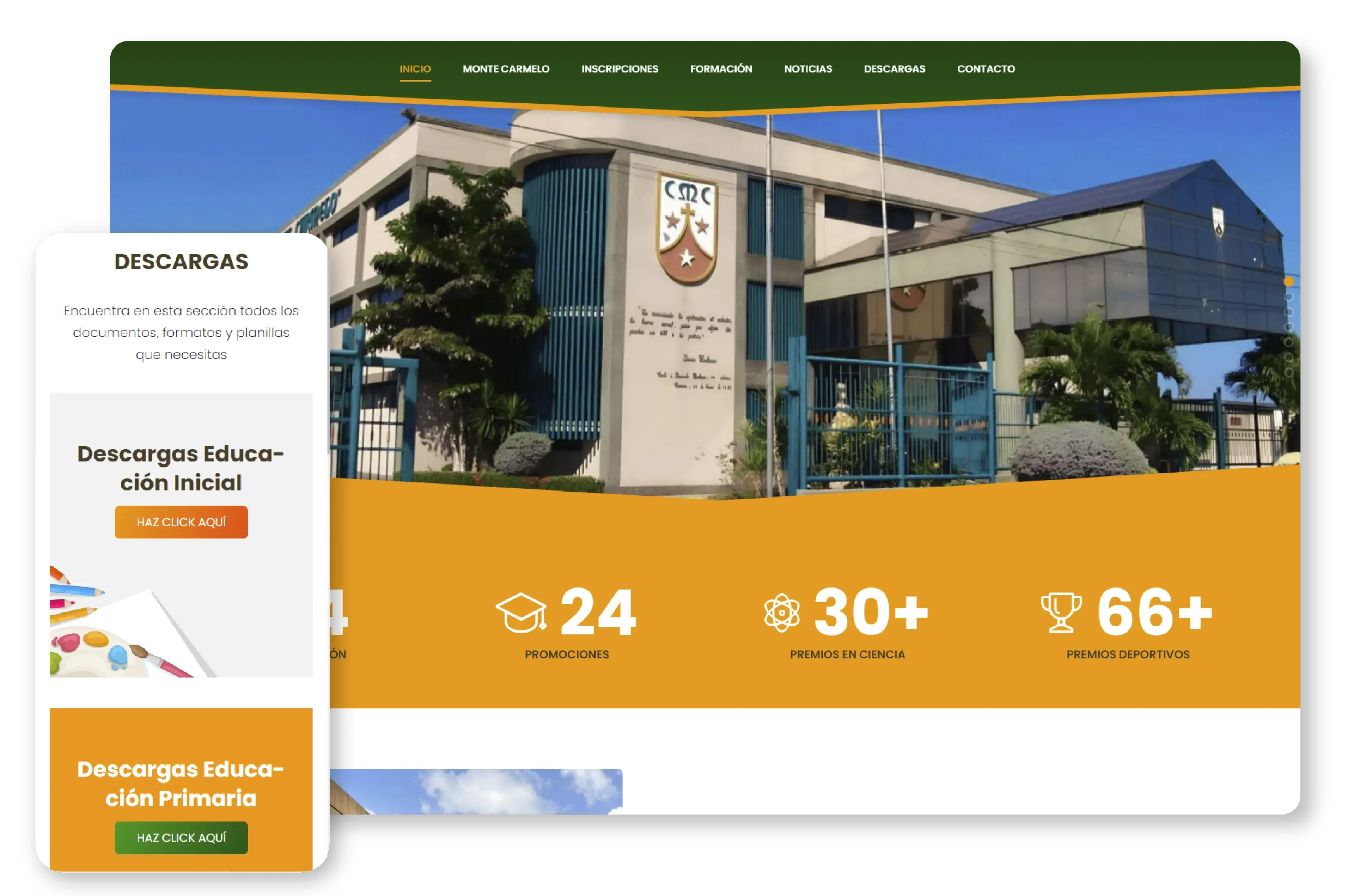 image in version web and mobile of montecarmelo college website image in version web and mobile of montecarmelo college website